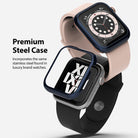 Apple Watch Series 6 / 5 / 4 / SE (40mm) | Bezel Styling - Two Apple Watches with glossy dark blue steel bezels.