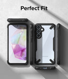 Galaxy A35 Case | Fusion-X - Exploded view of a black protective phone case showing front, back, and side profiles.