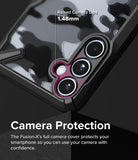 Galaxy A35 Case | Fusion-X - Close-up of phone case highlighting 1.48mm raised camera lips for lens protection.