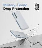Galaxy A35 Case | Fusion Matte - Phone case falling onto concrete with debris, highlighting military-grade drop protection.
