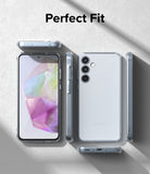 Galaxy A35 Case | Fusion Matte - Multiple views of a Galaxy A35 in a clear matte case on a textured gray background.