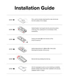 Galaxy A35 Screen Protector | Easy Slide Tempered Glass - Galaxy A35 Screen Protector - Six-step installation guide showing cleaning, tray alignment, film removal, and bubble smoothing.