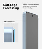 Galaxy A35 Screen Protector | Easy Slide Tempered Glass - Galaxy A35 Screen Protector - Close-up of a smartphone with a 2.5D curved-edge tempered glass screen protector.