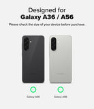 Galaxy A36 / A56 Case | Fusion-X - Comparison of dark gray Galaxy A36 and light gray Galaxy A56 smartphones with triple cameras.