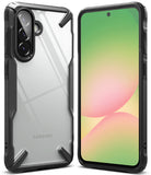 Galaxy A36 / A56 Case | Fusion-X - Clear protective phone case with black reinforced edges shown from front and back.