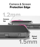 Galaxy A36 / A56 Case | Fusion - Clear phone case showing 1.2mm camera lips and 1.5mm raised screen bezel for protection.