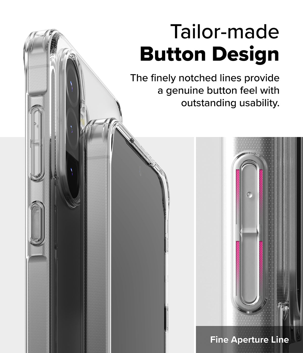 Galaxy A36 / A56 Case | Fusion Matte - Close-up of phone case buttons with highlighted notched lines for tactile feel.