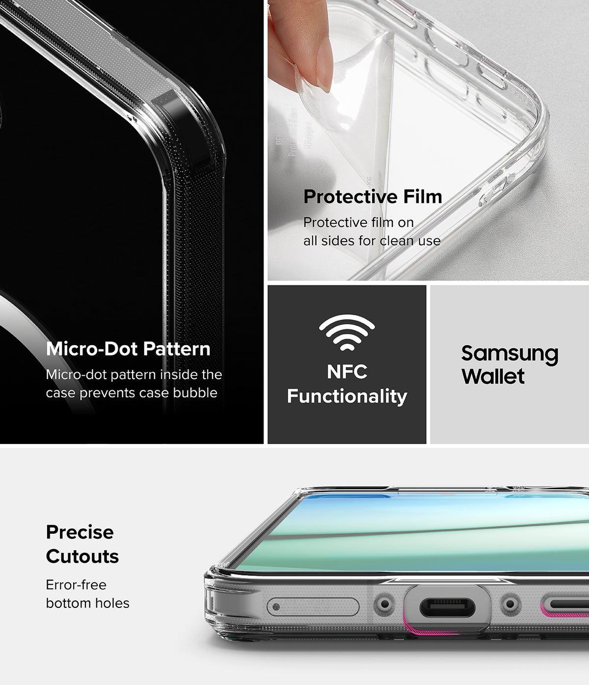 Galaxy A36 / A56 Case | Fusion Magnetic - Clear phone case features, micro-dot pattern, protective film, NFC, and precise cutouts.