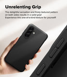 Galaxy A36 / A56 Case | Onyx - Hand holding a black phone case with a textured grip and triple camera cutout.