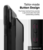 Galaxy A36 / A56 Case | Onyx - Close-up of a black phone case highlighting the textured, tactile button design.