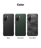 Galaxy A36 / A56 Case | Onyx - Three phone cases in black, dark green, and camo black arranged side-by-side.