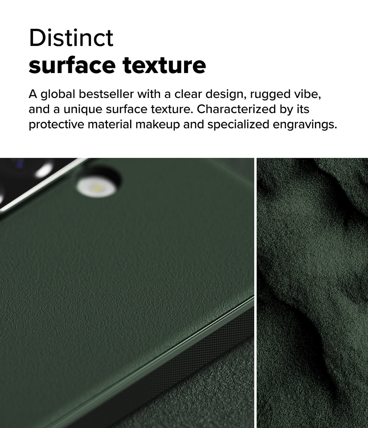Galaxy A36 / A56 Case | Onyx - Close-up of a matte dark green phone case with a textured, rugged surface finish.