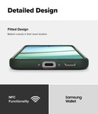 Galaxy A36 / A56 Case | Onyx - Close-up of phone case bottom showing precise port cutouts, NFC, and Samsung Wallet compatibility.