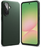 Galaxy A36 / A56 Case | Onyx - Matte dark green phone case shown from back and front with a colorful abstract screen.