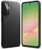 Galaxy A36 / A56 Case | Onyx - Matte black protective phone case shown from back and front with a green and pink screen.