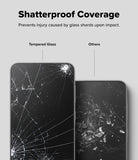 Galaxy A56 / A36 Screen Protector | Easy Slide Tempered Glass - Galaxy A56 / A36 Screen Protector - Comparison showing tempered glass holding cracks together versus loose shards.