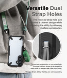 Galaxy A55 Case | Fusion-X - Phone case with dual strap holes holding a green lanyard and a small accessory bag.