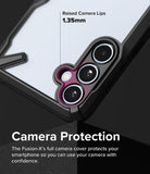 Galaxy A55 Case | Fusion-X - Close-up of phone case camera cutout highlighting 1.35mm raised protective lips around the lenses.