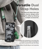 Galaxy A55 Case | Fusion-X - Phone case with dual strap holes, showing a green lanyard and accessory attached to the side.
