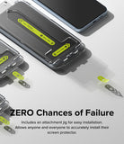 Galaxy A55 Screen Protector | Easy Slide Tempered Glass - Galaxy A55 Screen Protector - Easy slide installation jig with numbered steps for applying a tempered glass screen protector.