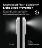 Galaxy A56 / A36 | Camera Glass - Comparison showing light bleed on a standard lens versus a clear flash on Ringke camera glass.