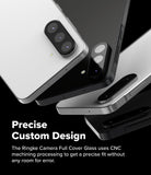 Galaxy A56 / A36 | Camera Glass - Multiple smartphones showing precise camera lens glass covers against a black background.