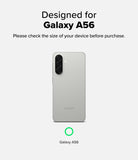 Galaxy A56 / A36 Screen Protector | Easy Slide Tempered Glass - Galaxy A56 / A36 Screen Protector - Back view of a silver Samsung Galaxy A56 smartphone with a triple camera setup.