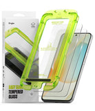 Galaxy A57 5G Screen Protector | Easy Slide Tempered Glass 2P - Galaxy A57 5G Screen Protector - Two tempered glass protectors with a neon green easy-installation alignment tray.