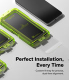 [Bundle] Galaxy A57 | Fusion Magnetic - Neon green installation tray for Galaxy A57 screen protector on a white surface.
