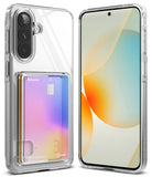 Galaxy A57 5G Case | Fusion Card - Clear phone case with a built-in card slot holding a gradient card, shown front and back.