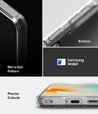 Galaxy A57 5G Case | Fusion Card - Clear case features showing micro-dot pattern, responsive buttons, and precise port cutouts.