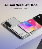 Galaxy A57 5G Case | Fusion Card - Clear phone case with a card slot holding three colorful credit cards.