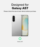 [Bundle] Galaxy A57 | Fusion - Silver Samsung Galaxy A57 phone shown from front and back with text confirming device compatibility.
