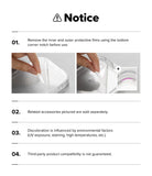 Galaxy A57 5G Case | Fusion - Instructions showing how to peel protective film from a clear phone case.