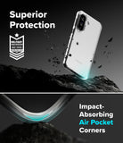 [Bundle] Galaxy A57 | Fusion - Clear phone case with military-grade protection and air-pocket corners on a rocky background.