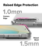 Galaxy A57 5G Case | Fusion Matte - Close-up showing 1.0mm raised camera edge and 1.5mm raised screen bezel protection.