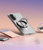 [Bundle] Galaxy A57 | Fusion Magnetic - Bundle Galaxy A57 | Fusion Magnetic - Clear phone case with a silver magnetic ring holder on a soft gradient background.