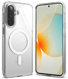 Galaxy A57 5G Case | Fusion Magnetic - Clear phone case with magnetic ring on back, shown from front and rear angles.