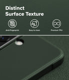 [Bundle] Galaxy A57 | Onyx - Dark green phone case with matte texture, highlighting anti-fingerprint, easy-clean, and TPU features.