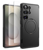 [Bundle] Galaxy S25 Ultra | Alles - Black protective phone case with integrated ring stand and screen protector for Galaxy S25 Ultra.