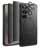 [Bundle] Galaxy S25 Ultra | Alles - Black phone case with ring stand, screen protector, and individual lens covers for Galaxy S25 Ultra.