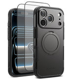 [Bundle] iPhone 17 Pro | Alles - Black protective phone case with MagSafe ring and screen protector on iPhone 17 Pro.