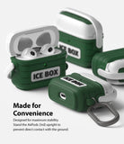 AirPods 3 Silicone Case | Ice Box - Green and white cooler-style AirPods 3 cases with carabiners on a white background.