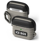 AirPods 3 Silicone Case | Ice Box - Two-tone gray and black ribbed silicone case with ICE BOX branding and a carabiner.