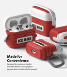 AirPods 3 Silicone Case | Ice Box - Red and white cooler-style silicone cases for AirPods 3 with carabiner clips.