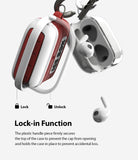 AirPods 3 Silicone Case | Ice Box - Red and white protective case with a rotating lock handle and carabiner clip.