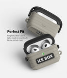 AirPods 3 Silicone Case | Ice Box - Two-tone beige and black ribbed silicone case for AirPods 3 with ICE BOX branding.