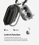 AirPods 3 Silicone Case | Ice Box - A protective case with a rotating lock mechanism shown in locked and unlocked positions.