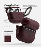 AirPods 3 Case | Onyx - Dark maroon textured TPU case for AirPods 3 with carabiner, highlighting shock-resistance and grip.