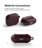AirPods 3 Case | Onyx - Dark maroon AirPods 3 case with X-pattern texture, flat base for upright standing, and charging port.